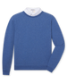 Moonlight blue long sleeve textured crewneck pullover with ribbed collar, cuffs, and hem.