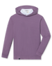 Men’s purple pullover hoodie with long sleeves, soft fabric, and clean, minimal styling
