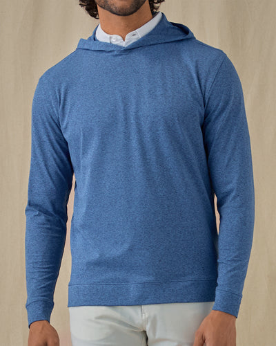 Redondo Hoodie in Bering blue, front view on model
