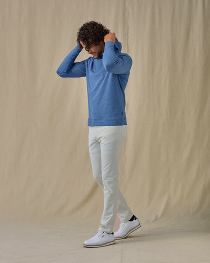 Redondo Hoodie in Bering blue, full outfit paired with light pants and white golf shoes