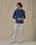 Redondo Hoodie in New Indigo paired with light pants and white golf shoes