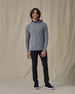 Redondo Hoodie in Storm grey paired with dark pants and dark shoes