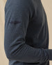 Gridlock Hoodie in New Indigo with sleeve logo detail