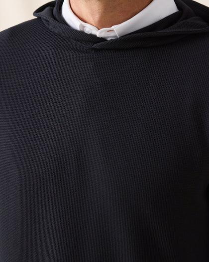 Men’s Gridlock Hoodie in black, close-up front texture detail