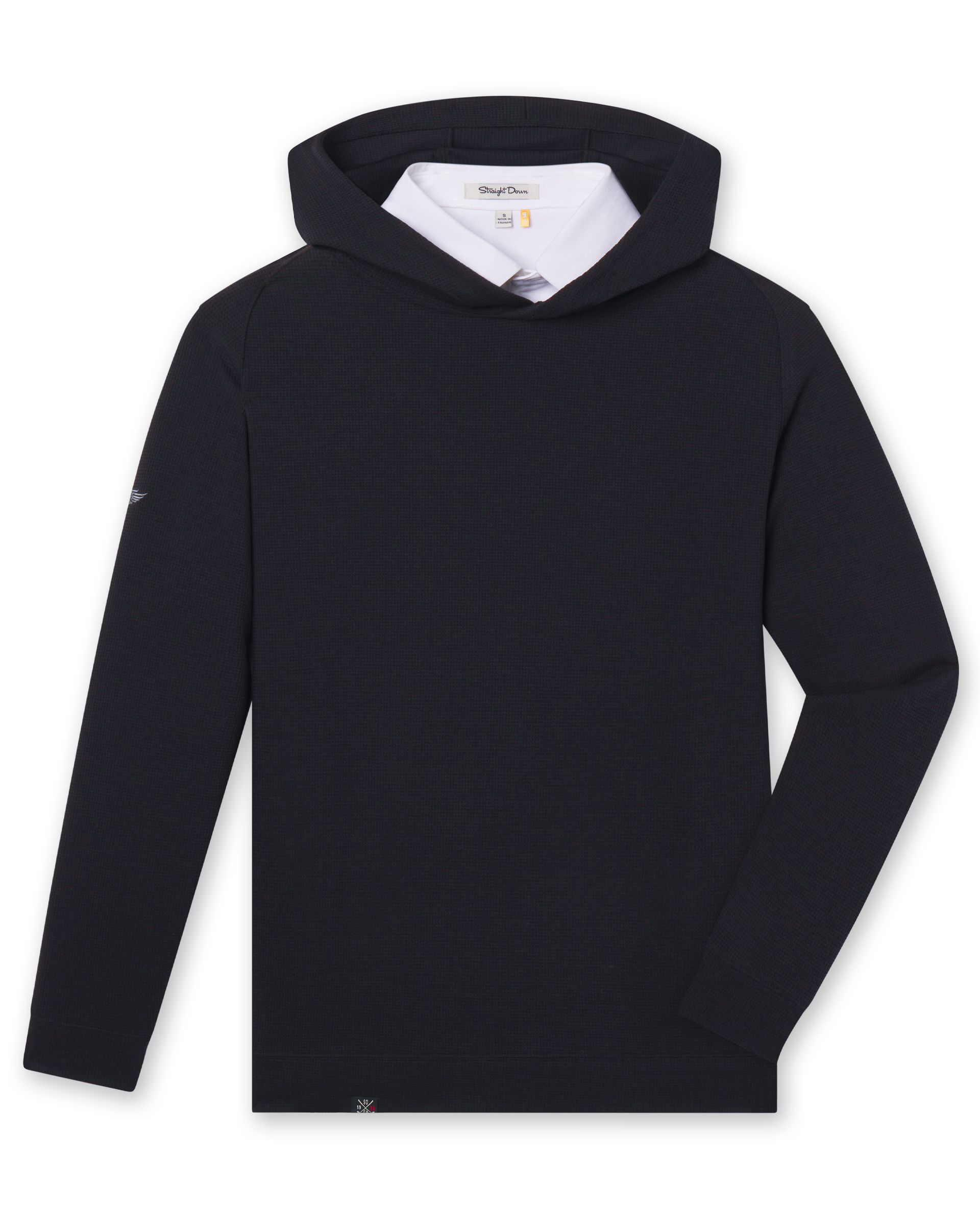 Men’s Gridlock Hoodie in black, flat lay front view