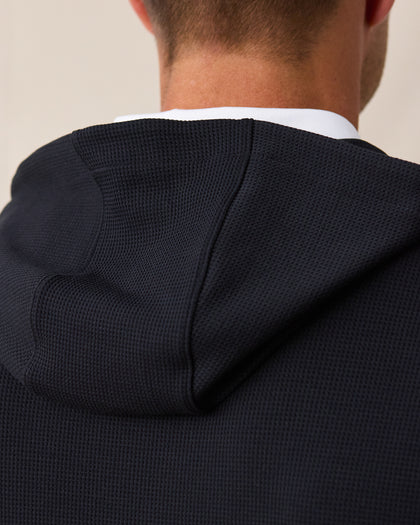 Men’s Gridlock Hoodie in black, close-up back hood detail