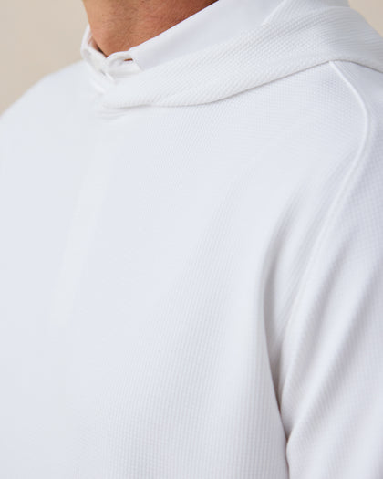 Men’s Gridlock Hoodie in white, close-up front texture detail