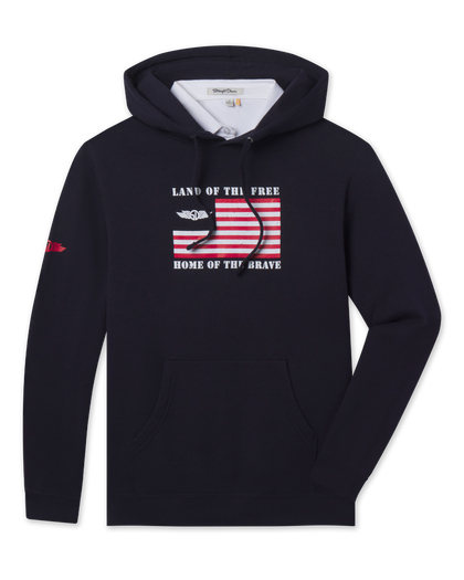 Freedom Hoodie in Navy, front flat lay product view