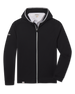 Condor Full Zip Hoodie in Black featuring a full-length contrast zipper, attached hood, long sleeves, and logo detail on the sleeve.