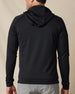 Rear view of the Condor Full Zip Hoodie in Black, showing the streamlined fit, hood, and long sleeves.