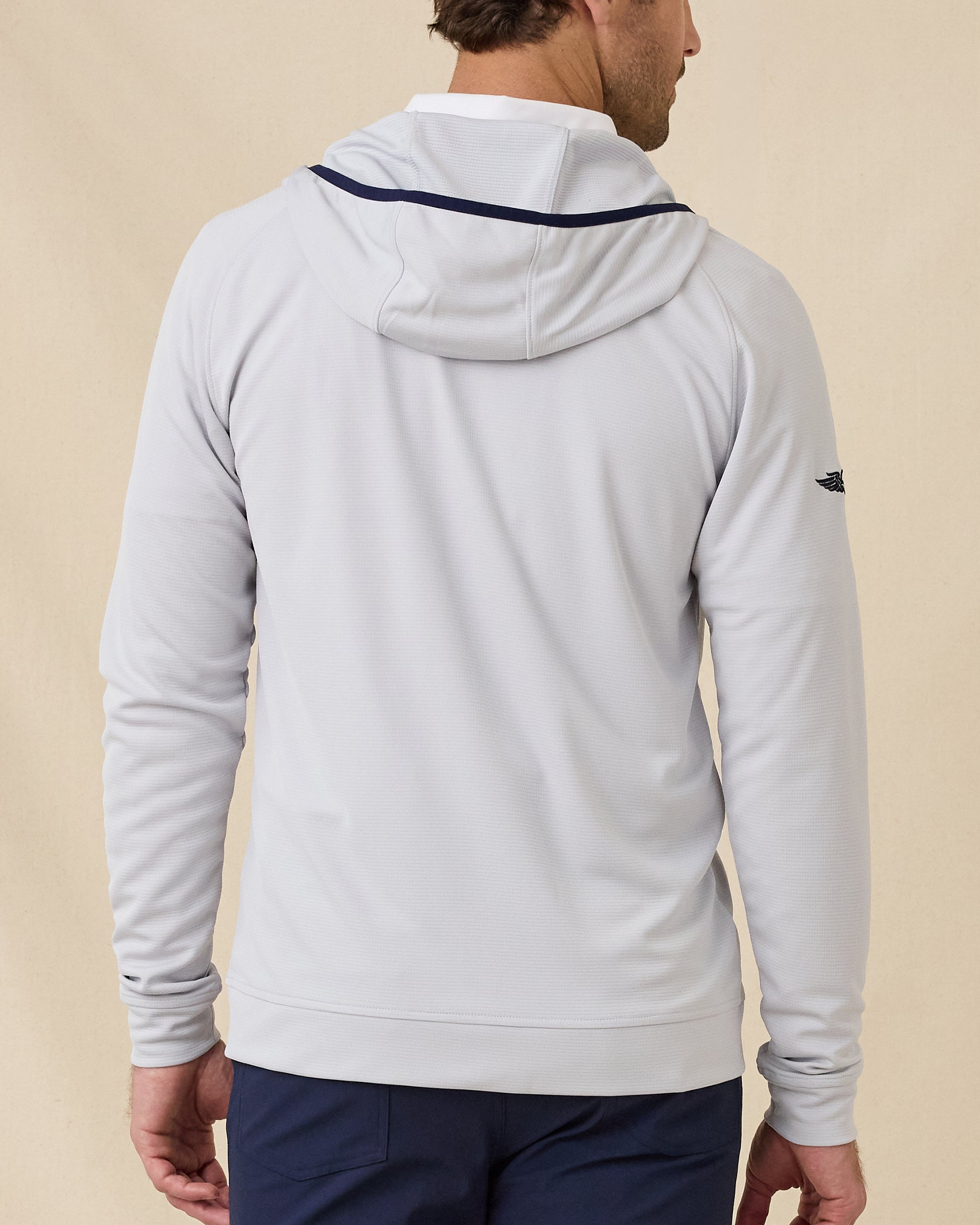 Back view of the Condor Full Zip Hoodie in Silver