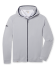 Condor Full Zip Hoodie in Silver with navy contrast zipper trim and full-zip front