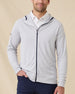 Model wearing the Condor Full Zip Hoodie in Silver, front view