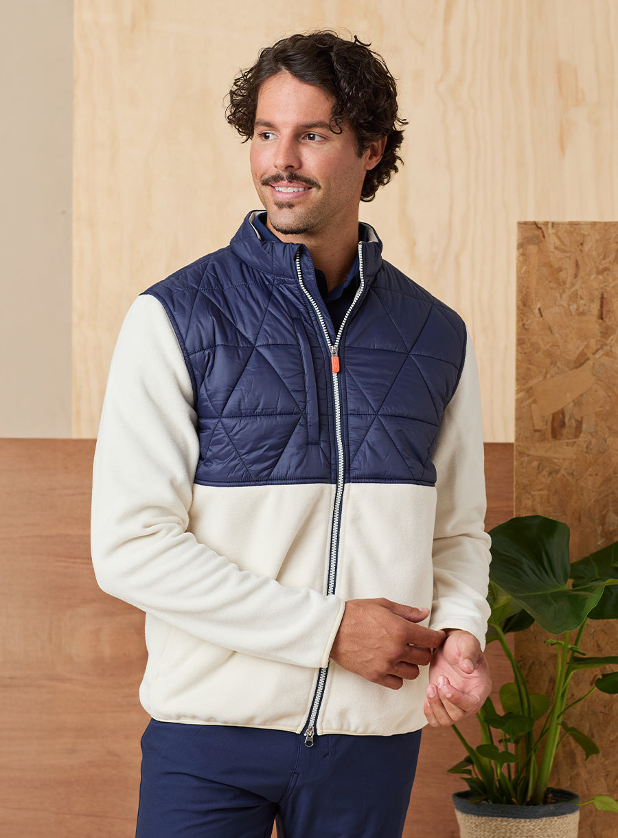 Okemo Hybrid Fleece Jacket - Cream New Indigo

