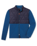 Okemo Hybrid Fleece Jacket in Bering Blue with quilted upper panels, full-zip front, and stand collar