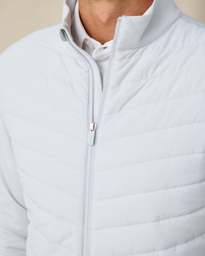 Patton 2.0 Jacket in silver, quilted chest and zipper detail