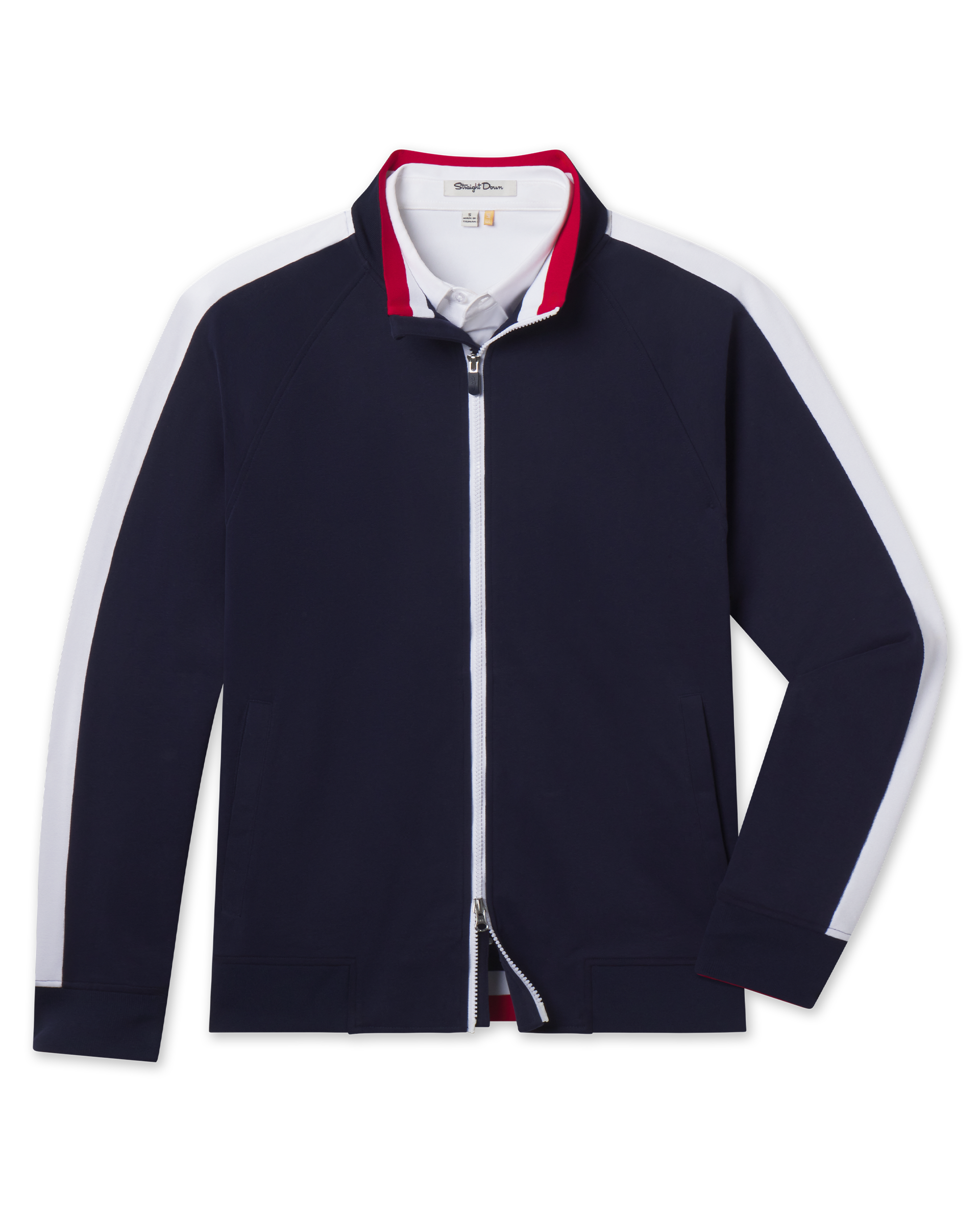 Four Four Two Track Jacket in New Indigo/White, front flat lay product view