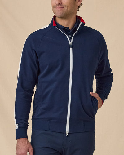 Men’s Four Four Two Track Jacket in New Indigo and White, front model view