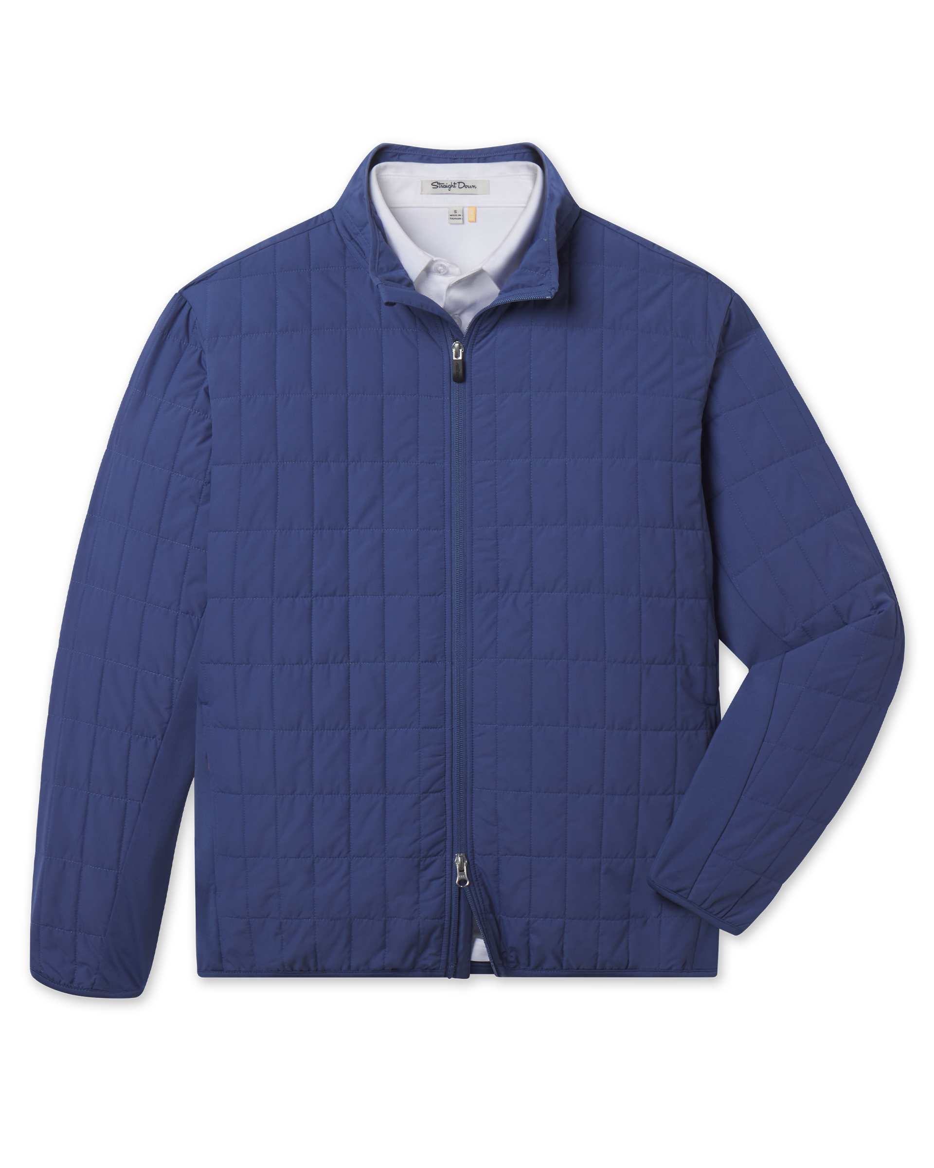 Big Sky Quilted Jacket in Moonlight featuring a full-zip front, stand collar, and all-over grid quilting.