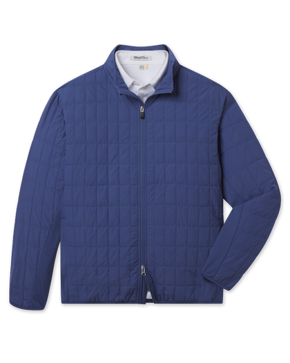 Big Sky Quilted Jacket in Moonlight featuring a full-zip front, stand collar, and all-over grid quilting.