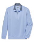Men's Cimarron Quarter Zip in Lavender, flat lay front view featuring a light purple quarter-zip pullover with contrast grey collar