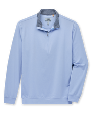 Men's Cimarron Quarter Zip in Lavender, flat lay front view featuring a light purple quarter-zip pullover with contrast grey collar
