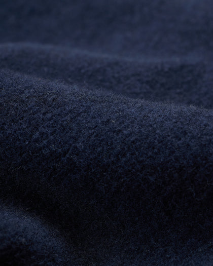 Men's Leucadia Quarter Snap Pullover in Indigo, extreme close-up fabric detail featuring a soft brushed fleece surface texture