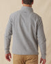 Men's Leucadia Quarter Snap Pullover in Heather, back view on model featuring the Straight Down logo at the upper back, paired with tan pants