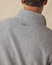 Men's Leucadia Quarter Snap Pullover in Heather, close-up back view on model highlighting the Straight Down logo detail at the upper back