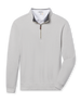 Men's Burnside 2.0 Quarter Zip in Heather, flat lay front view featuring a light grey heathered quarter-zip pullover with ribbed cuffs