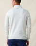 Men's Burnside 2.0 Quarter Zip in Heather, back view on model featuring the Straight Down logo embroidered at the upper back, paired with navy pants