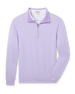 Men's Palmetto Quarter Zip in Violet, flat lay front view featuring a solid light purple long sleeve quarter zip with a purple collar interior and ribbed cuffs and hem