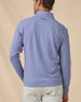 Back view of a man wearing the Warren Quarter Zip with an embroidered Straight Down logo below the collar.