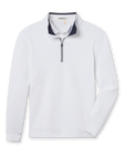 White Warren Quarter Zip featuring a subtle mini-grid texture, navy contrast collar lining, and quarter-zip closure.