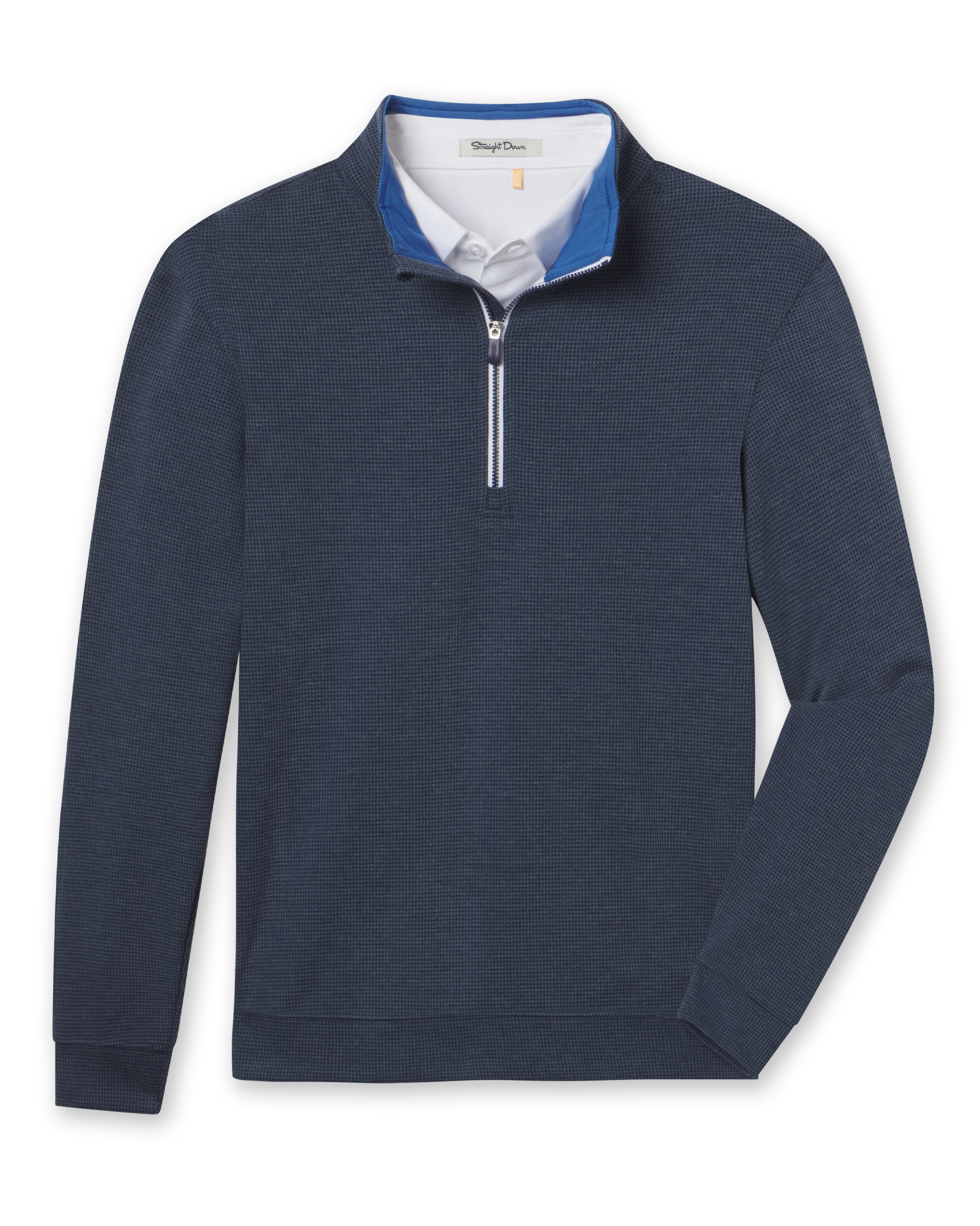 Warren Quarter Zip in New Indigo/Cobalt, front flat lay product view