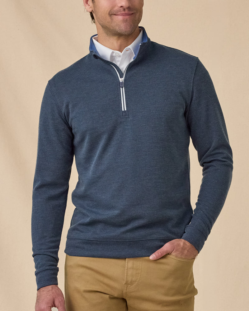 Men’s Warren Quarter Zip in New Indigo / Cobalt, front model view