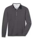 Warren Quarter Zip in Black featuring a textured mini-grid knit, stand collar, quarter-zip closure, banded hem, and sleeve cuffs.