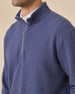 Topanga Quarter Zip in New Indigo featuring a textured knit construction, neck line detail