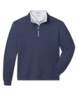 Front product view of the Huntington Quarter Zip in New Indigo, featuring a textured waffle knit, quarter-zip closure, and light contrast collar lining.