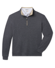 Black Huntington Quarter Zip featuring a textured waffle knit, contrast tan collar lining, and quarter-zip closure.