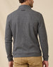 Rear view of the black Huntington Quarter Zip, showing the textured waffle knit and embroidered logo below the back collar.