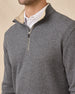 Close-up of the Huntington Quarter Zip highlighting the waffle-knit texture, contrast collar lining, and zipper.