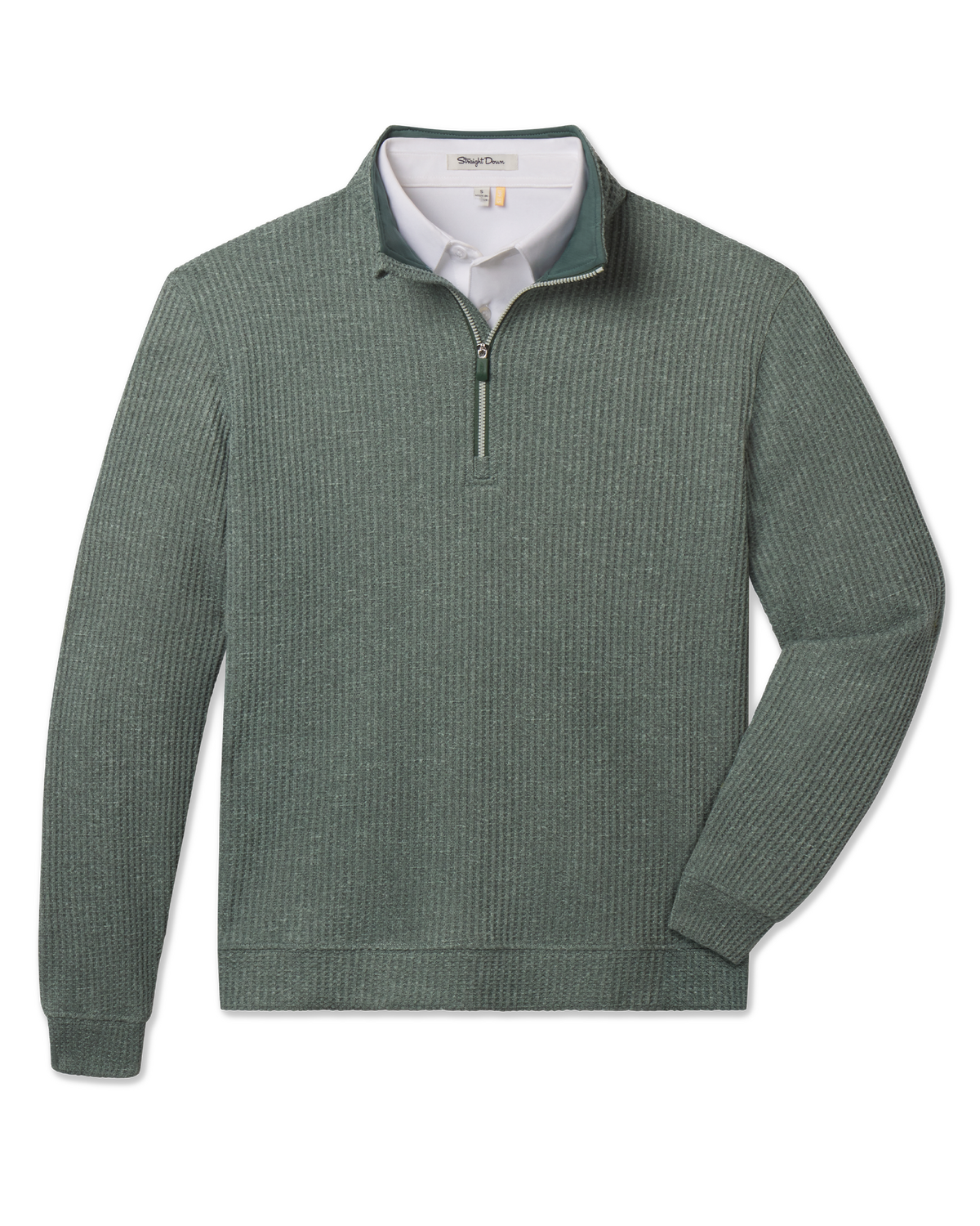 Forest Huntington Quarter Zip featuring a textured waffle knit, tonal collar lining, and quarter-zip closure.