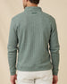 Rear view of the Dark Forest Huntington Quarter Zip, showing the waffle-knit texture and embroidered logo below the back collar.