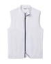 Zephyr Hybrid Vest in White, front product view with full-zip closure and contrast navy zipper trim