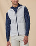 Men’s Zephyr Hybrid Vest in White / New Indigo, front model view