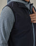 Zephyr Hybrid Vest in black showing vertical pocket left chest