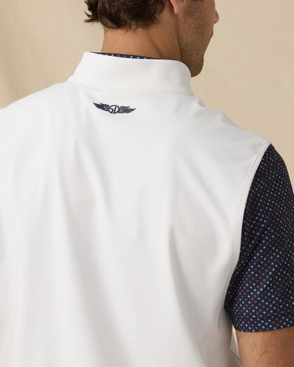 Men’s Carson Vest in White / New Indigo / Flag Red with back logo detail