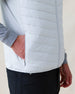 Men's Delta 2.0 Quilted Hybrid Vest in Silver, close-up detail view of the zip hand pocket