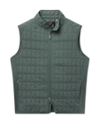 Big Horn Quilted Vest in Dark Forest featuring a full-zip front, stand collar, grid-quilted construction, and zippered side pockets.